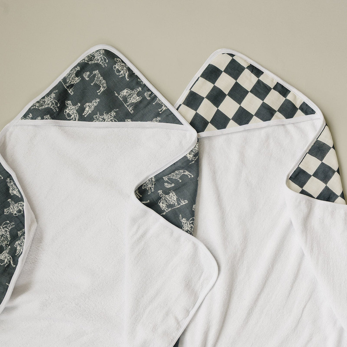 Charcoal Checkered Muslin Hooded Towel